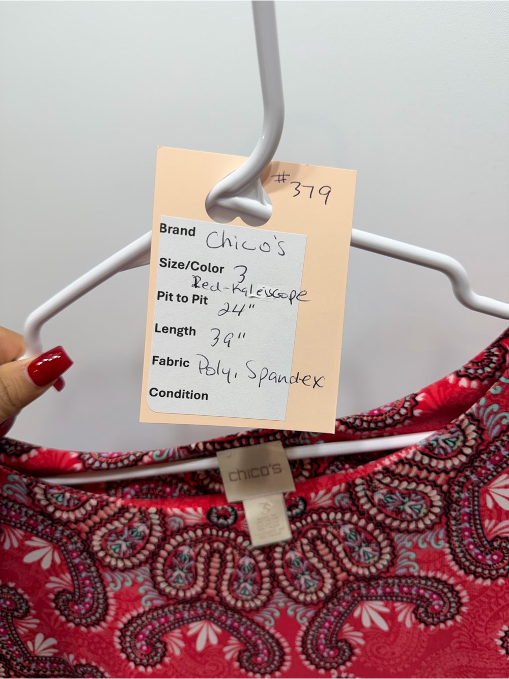 Chico's Red Pink and Black Paisley-Print Midi Dress - Picture 11 of 11